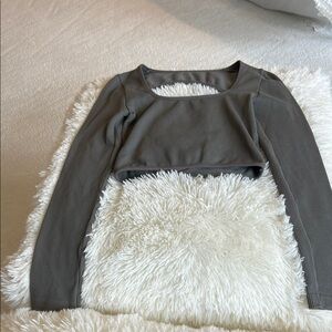 By Together Gray Long Sleeve Crop Top with open back size M/L like new condition